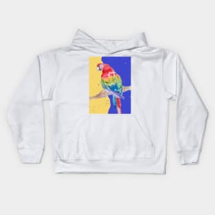 Parrot Watercolor Painting Macaw - Navy Blue Kids Hoodie